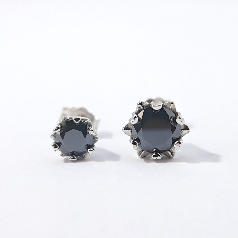 Women's 925 Silver Black Morganite Snowflake Moissanite Earrings